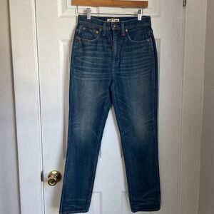 Madewell Rivet & Thread High Rise Stovepipe Straight Ankle Jean, Medium Wash